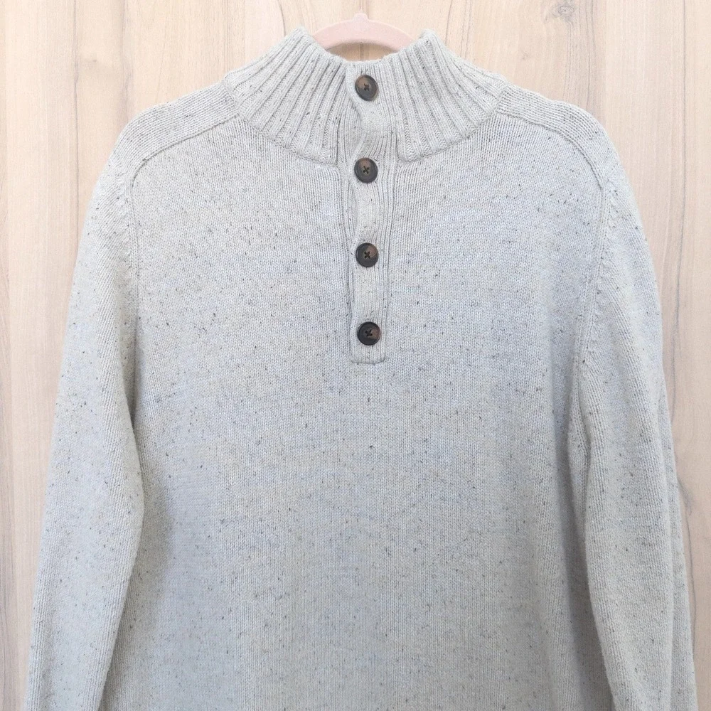 Mens Knit Pullover Sweater Size L Cream Preppy Cabin Cozy Preppy Outdoor Classic